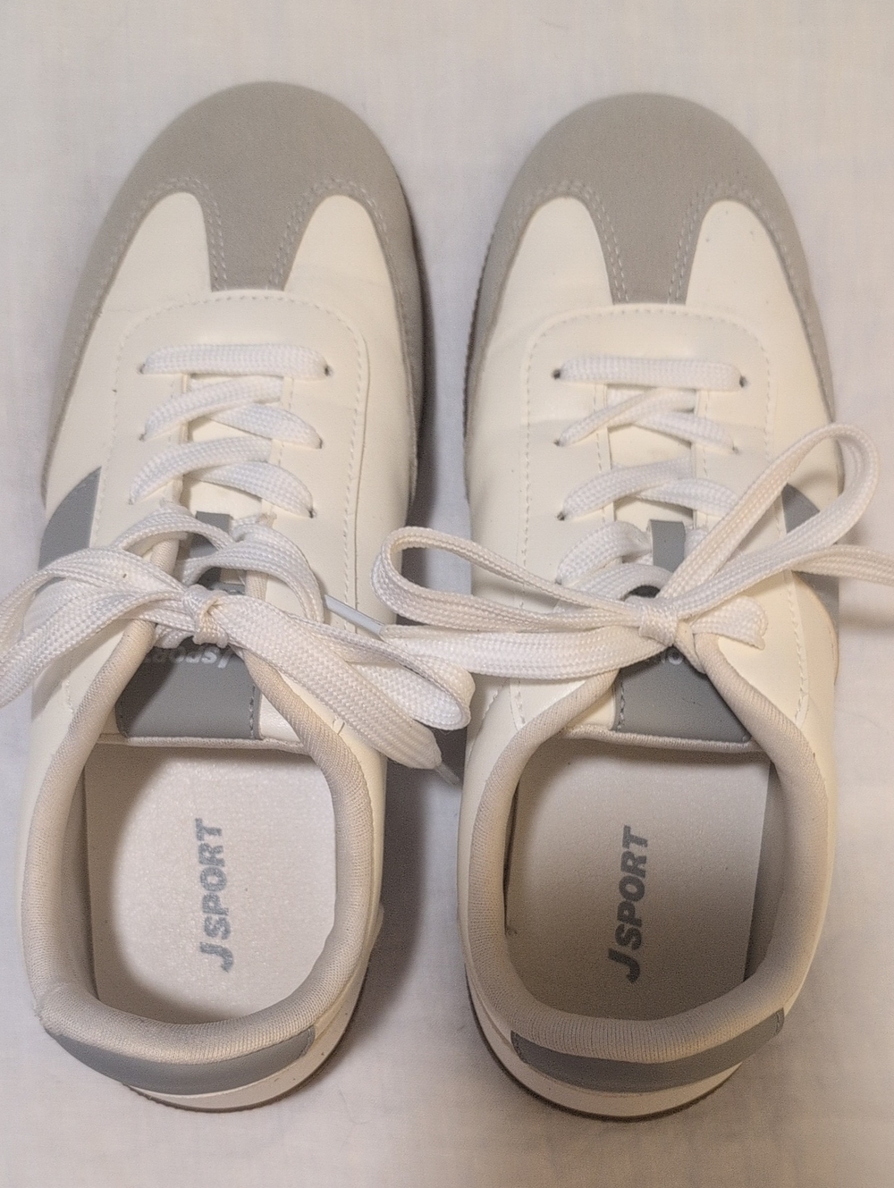 J Sport Women's White and Light Gray Lace-Up Sneakers